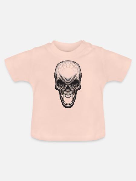 dot-Schädel - Baby Bio-T-Shirt mit Rundhals - Kristallrosa