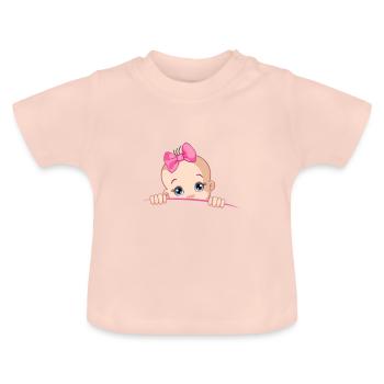 Baby Girl tshirt Schwangerschaft - Baby Bio-T-Shirt mit Rundhals - Kristallrosa - Vorne