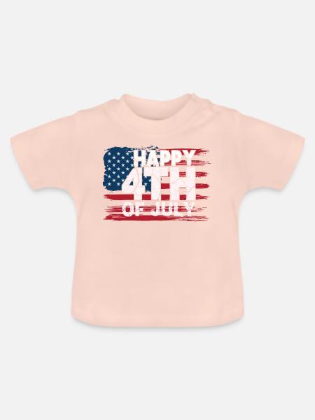 4.July - Independence day - Baby Bio-T-Shirt mit Rundhals - Kristallrosa