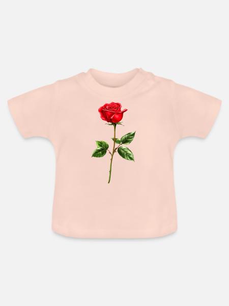 Rose Blume Liebe - Baby Bio-T-Shirt mit Rundhals - Kristallrosa