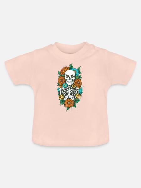 Floral Skeleton 2 - Baby Bio-T-Shirt mit Rundhals - Kristallrosa