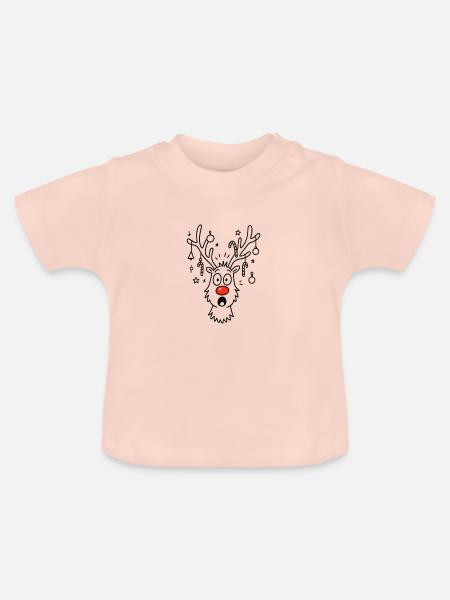 Rudolphs Rote Nase Weihnachtshirsch - Baby Bio-T-Shirt mit Rundhals - Kristallrosa