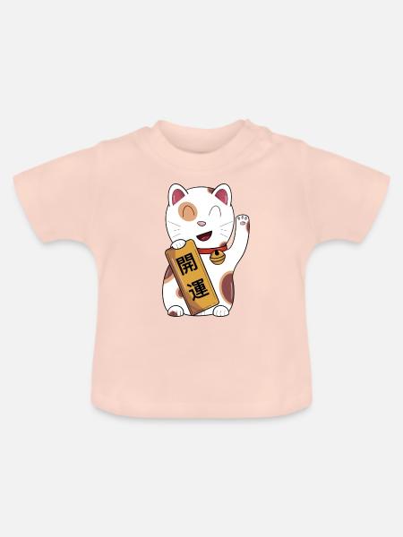 Maneki Neko viel Glück - Baby Bio-T-Shirt mit Rundhals - Kristallrosa