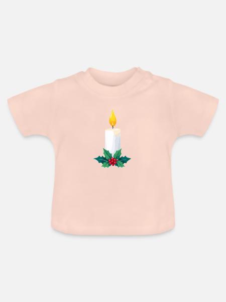 Weihnachtskerze & Stechpalme - Baby Bio-T-Shirt mit Rundhals - Kristallrosa