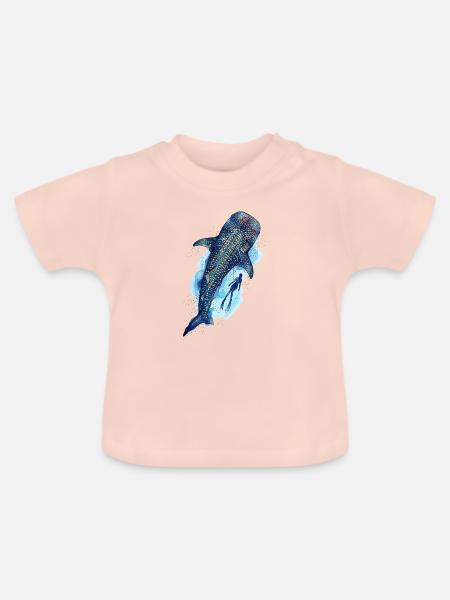 Walhai-Gigant & Taucherin - Baby Bio-T-Shirt mit Rundhals - Kristallrosa