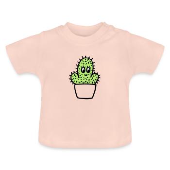 Kleiner Kaktus, dreifarbig - Baby Bio-T-Shirt mit Rundhals - Kristallrosa - Vorne