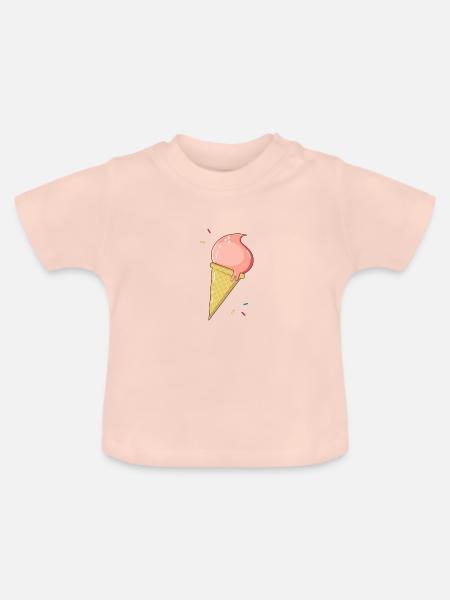 Eiscreme in der Waffel - Baby Bio-T-Shirt mit Rundhals - Kristallrosa