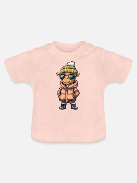 Kamel Cool Comic - Baby Bio-T-Shirt mit Rundhals - Kristallrosa