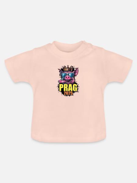 Prag 2025 Schwein - Baby Bio-T-Shirt mit Rundhals - Kristallrosa