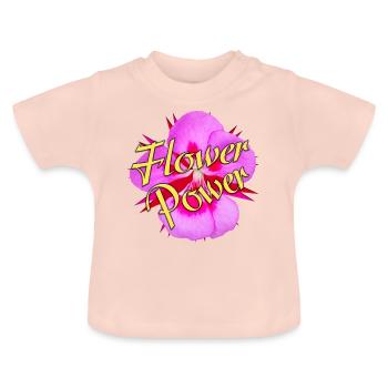 Flower Power Bloom - Baby Organic T-Shirt with Round Neck - crystal pink - Front