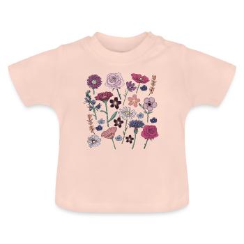 Flowers Girls - Baby Organic T-Shirt with Round Neck - crystal pink - Front