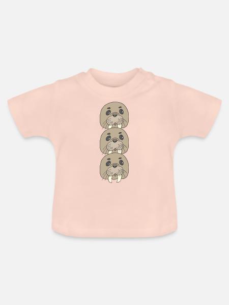 walross dreierpack - Baby Bio-T-Shirt mit Rundhals - Kristallrosa