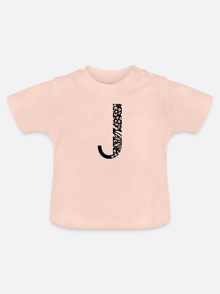Buchstabe J - Baby Bio-T-Shirt mit Rundhals - Kristallrosa