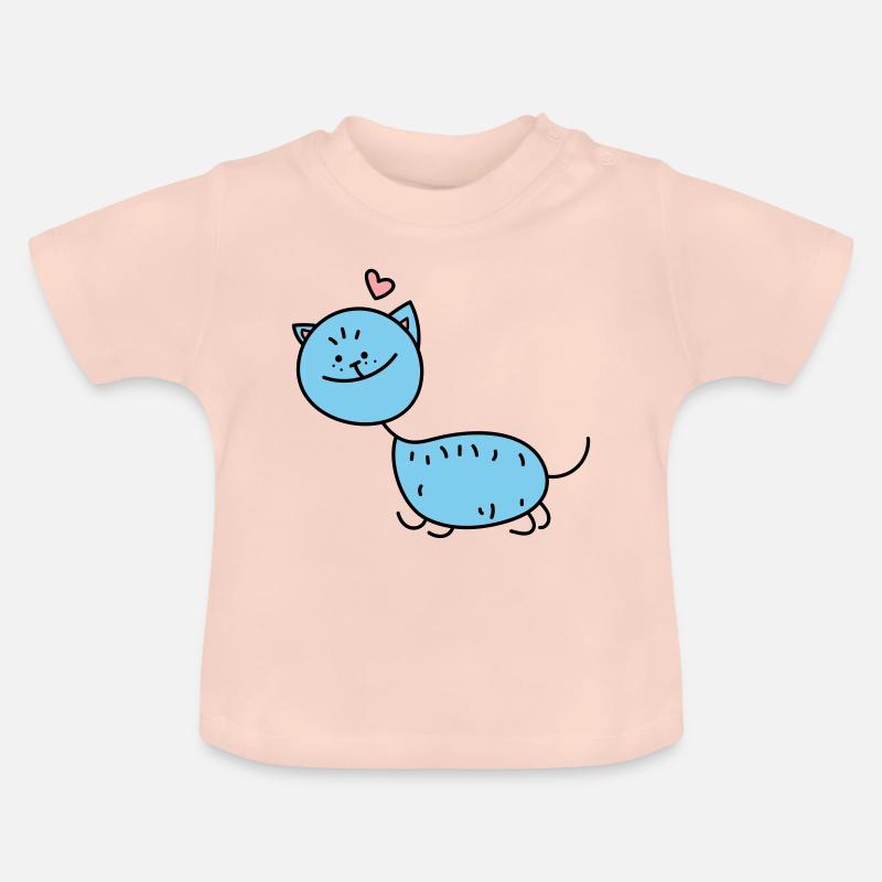 Chat en bâtons (b) - T-shirt bio col rond Bébé - rose cristal