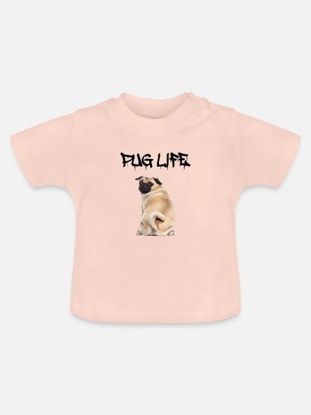Mops Leben - Baby Bio-T-Shirt mit Rundhals - Kristallrosa