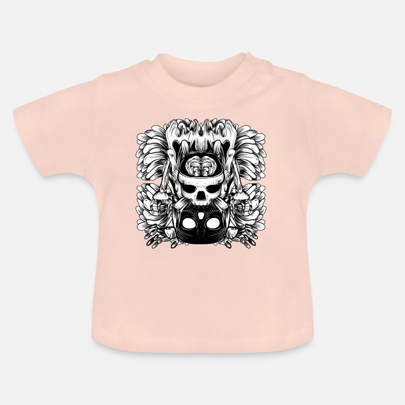Crâne et cerveau - T-shirt bio col rond Bébé - rose cristal