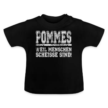 French fries - Baby Organic T-Shirt with Round Neck - black - Front
