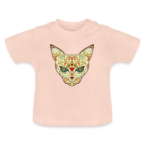 Skull Cat - Maglietta ecologica con scollo rotondo per neonato