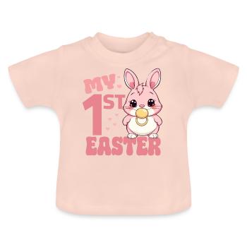 Babys erstes Ostern - My first Easter - Osterfest - Baby Bio-T-Shirt mit Rundhals - Kristallrosa - Vorne