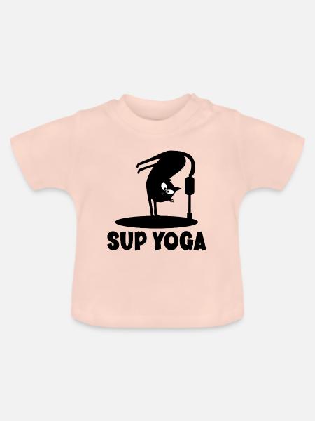 Sup Cat Yoga - Baby Bio-T-Shirt mit Rundhals - Kristallrosa