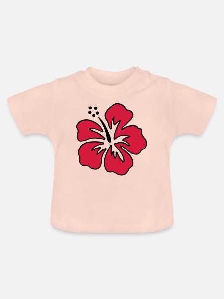 Hibiskus - Baby Bio-T-Shirt mit Rundhals - Kristallrosa