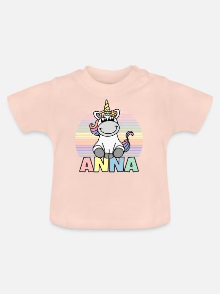 Anna Einhorn Name - Baby Bio-T-Shirt mit Rundhals - Kristallrosa