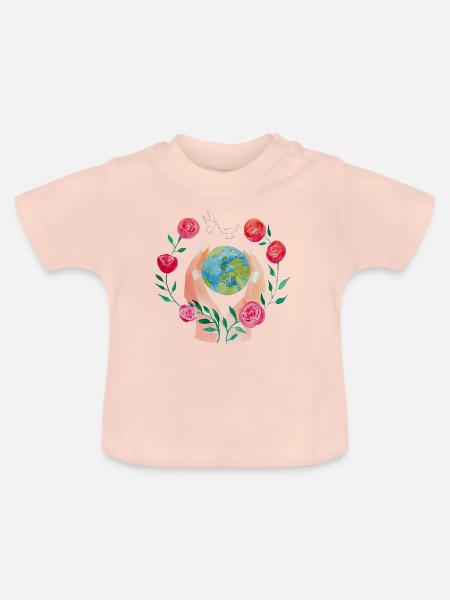Schützende Hände - Baby Bio-T-Shirt mit Rundhals - Kristallrosa