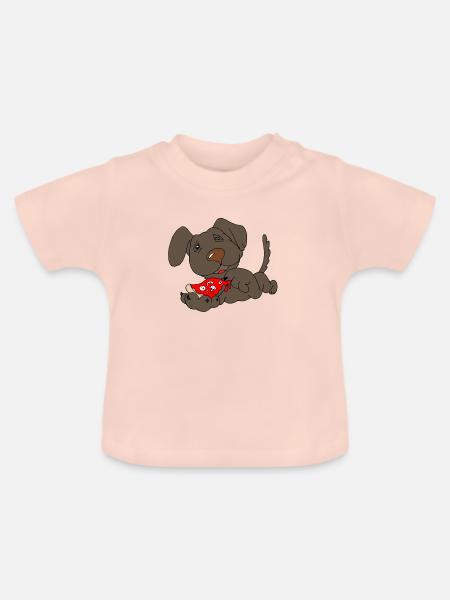 Hund Pizza - Baby Bio-T-Shirt mit Rundhals - Kristallrosa