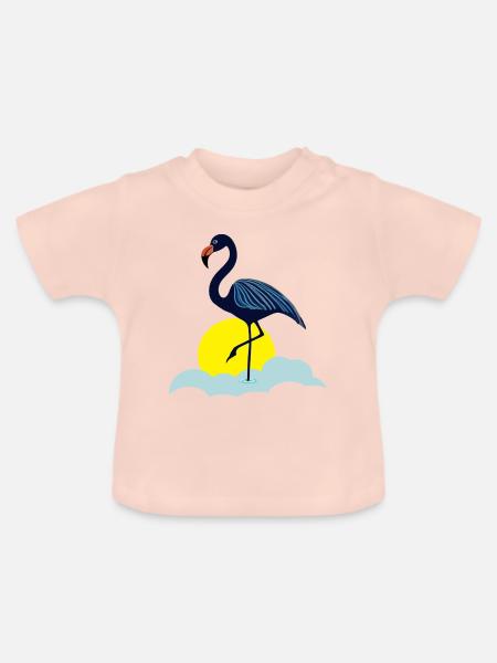Blauer Flamingo - Baby Bio-T-Shirt mit Rundhals - Kristallrosa