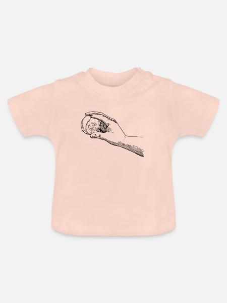 Hand mit Baseball - Baby Bio-T-Shirt mit Rundhals - Kristallrosa