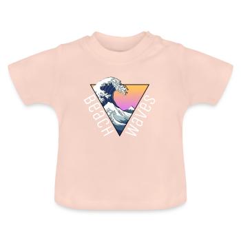 waves - Baby Organic T-Shirt with Round Neck - crystal pink - Front