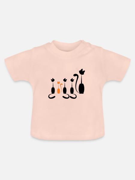 Katzen Design - Baby Bio-T-Shirt mit Rundhals - Kristallrosa
