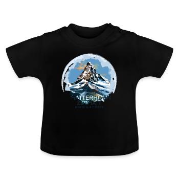 Matterhorn Zermatt Koordinaten Andenken Geschenk - Baby Bio-T-Shirt mit Rundhals - Schwarz - Vorne