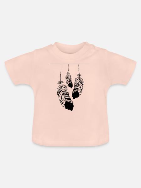 Hängende Federn - Baby Bio-T-Shirt mit Rundhals - Kristallrosa