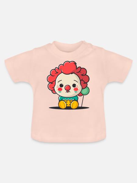 Niedliche Clown-Illustration - Baby Bio-T-Shirt mit Rundhals - Kristallrosa