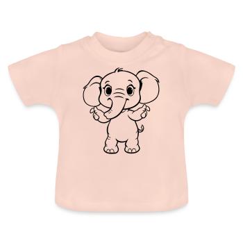 éléphant mignon - T-shirt bio col rond Bébé - rose cristal - Devant