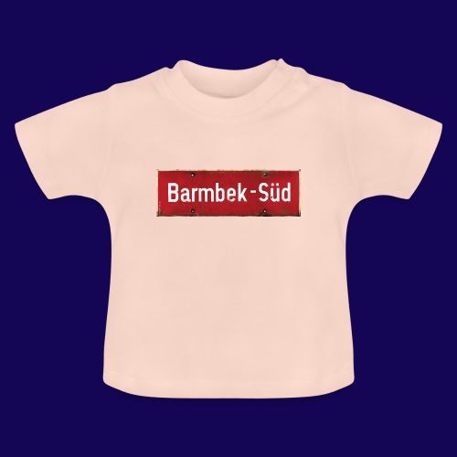 HAMBURG Barmbek Sued Ortsschild rot antik - Baby Bio-T-Shirt mit Rundhals
