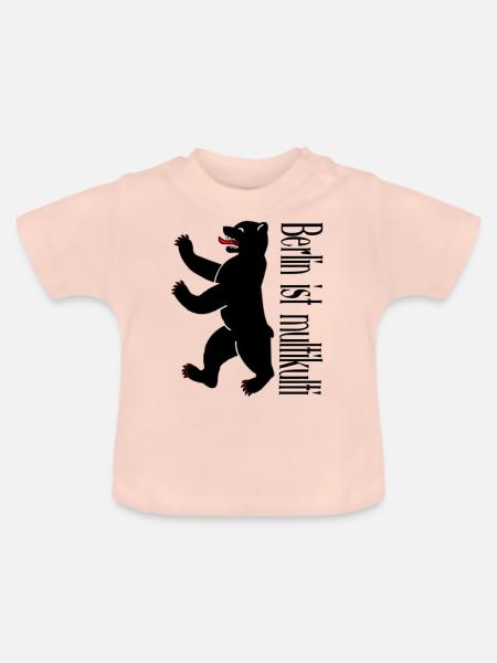Berlin ist multikulti, Geschenkidee - Baby Bio-T-Shirt mit Rundhals - Kristallrosa