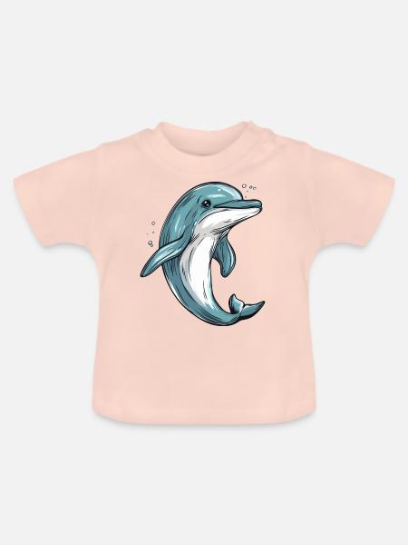 kleiner Delfin - Baby Bio-T-Shirt mit Rundhals - Kristallrosa
