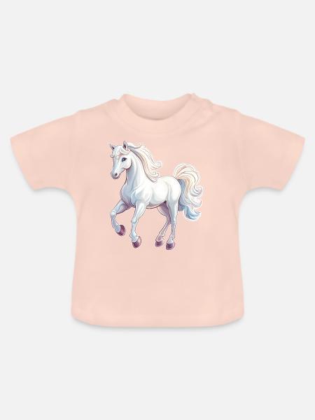 Pferd - Baby Bio-T-Shirt mit Rundhals - Kristallrosa
