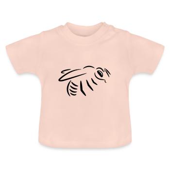 Biene Zeichnung (Strichzeichnung) - Baby Bio-T-Shirt mit Rundhals - Kristallrosa - Vorne