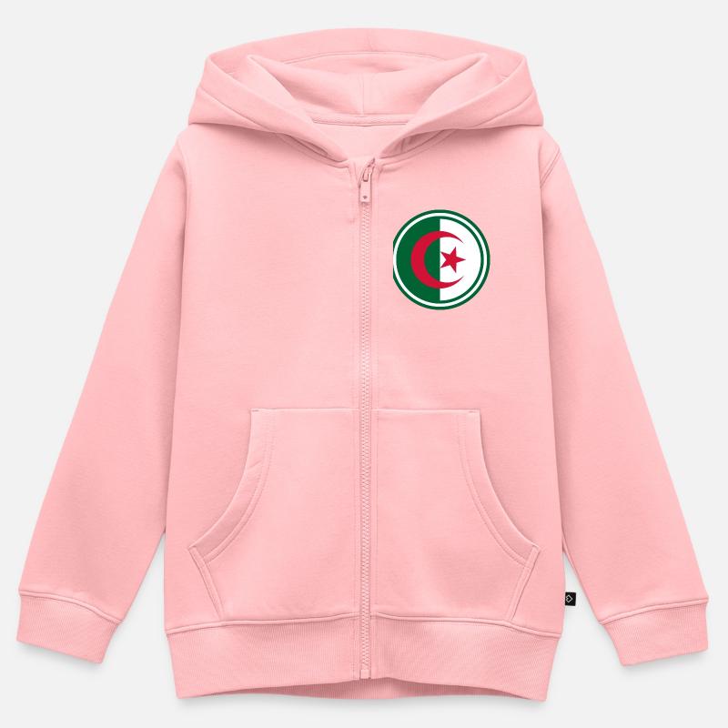 Drapeau de l’Algérie autour - Sweat Premium à capuche zippé enfant bio - rose