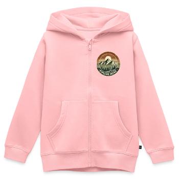 Explore More - Kinder Premium Organic Zip Hoodie - Rosa - Vorne - AI Model Kid Female (0cm)