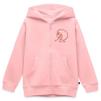 VIELFALT INKLUSION LINIENZEICHNUNG FRAUEN - Kinder Premium Organic Zip Hoodie - Rosa - Vorne - AI Model Kid Female (0cm)