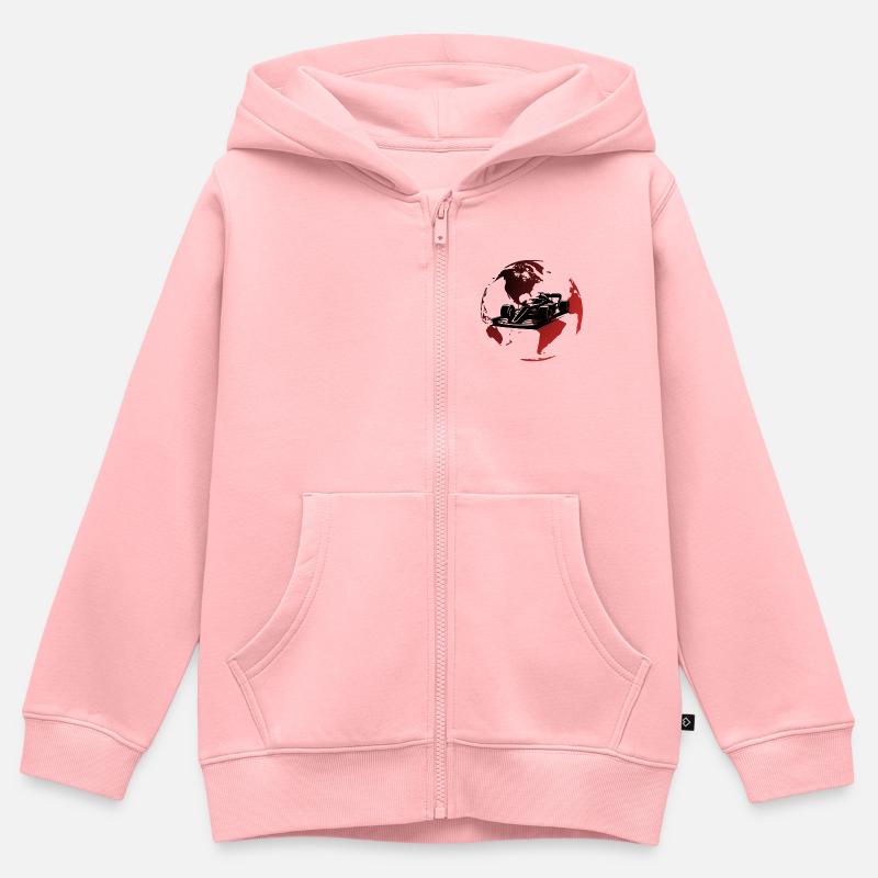 Globe Rouge For 1 - Sweat Premium à capuche zippé enfant bio - rose