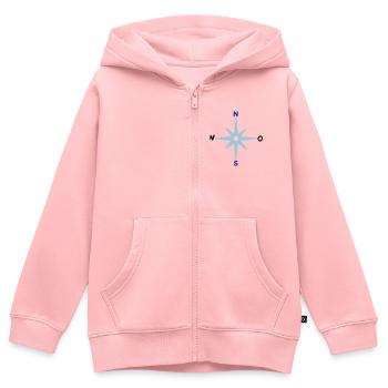 Boussole Directions cardinales Étoile Boussole Maritimes - Sweat Premium à capuche zippé enfant bio - rose - Devant - AI Model Kid Female (0cm)