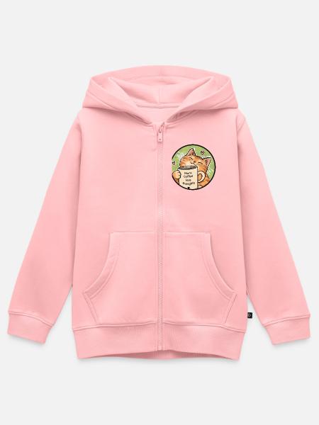 Cozy Cat Kaffeetasse Moment - Kinder Premium Organic Zip Hoodie - Rosa
