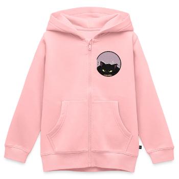 Grummelige schwarze Katze im lila Kreis - Kinder Premium Organic Zip Hoodie - Rosa - Vorne - AI Model Kid Female (0cm)