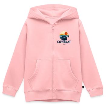 OFFBEAT – Retro Surf Logo - Kinder Premium Organic Zip Hoodie - Rosa - Vorne - AI Model Kid Female (0cm)