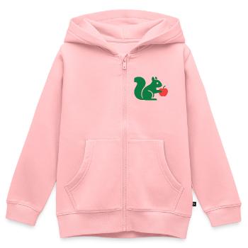 Grünes Eichhörnchen mit Apfel - Kinder Premium Organic Zip Hoodie - Rosa - Vorne - AI Model Kid Female (0cm)